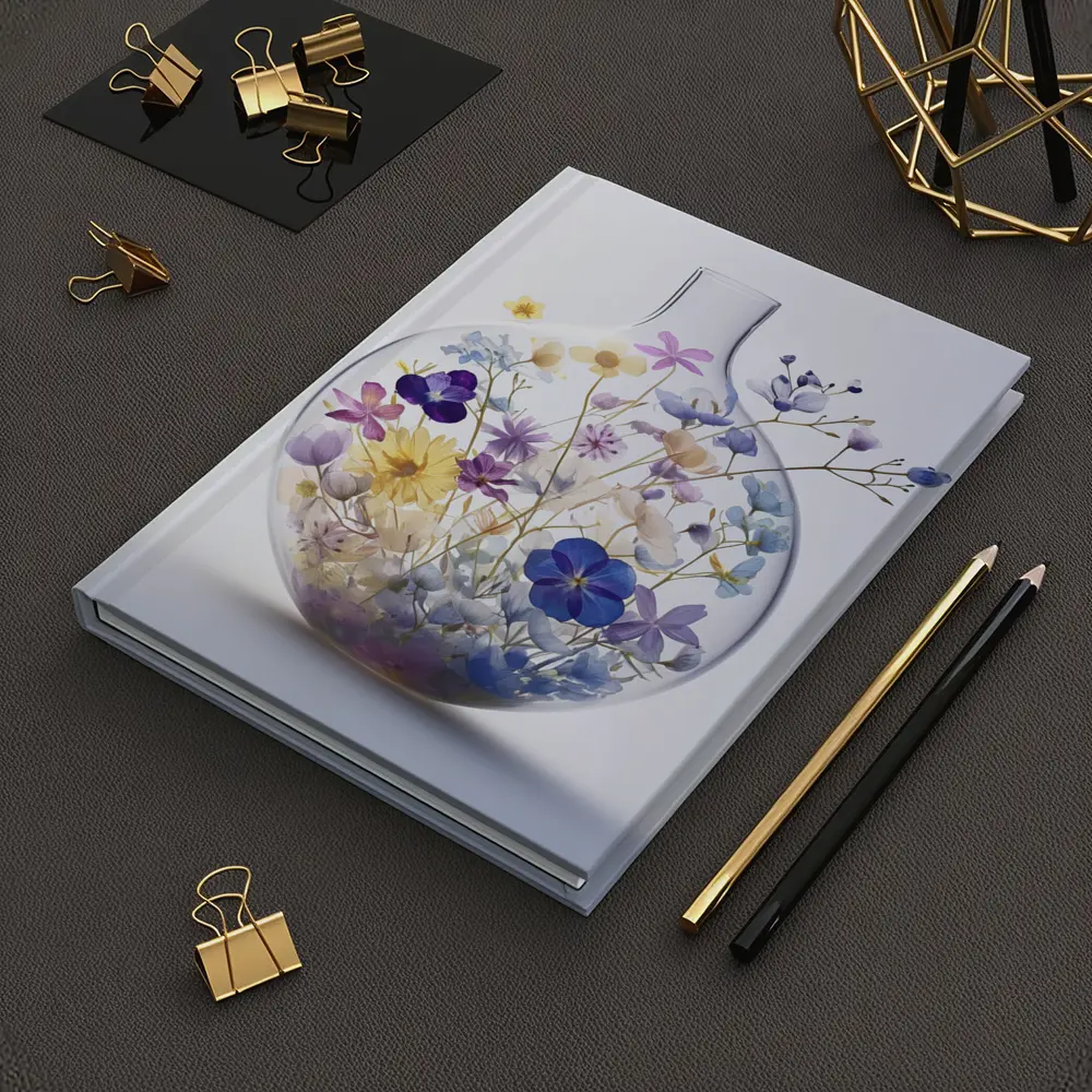 Wildflowers Inside Glass Vase Minimal Art – Notebooks