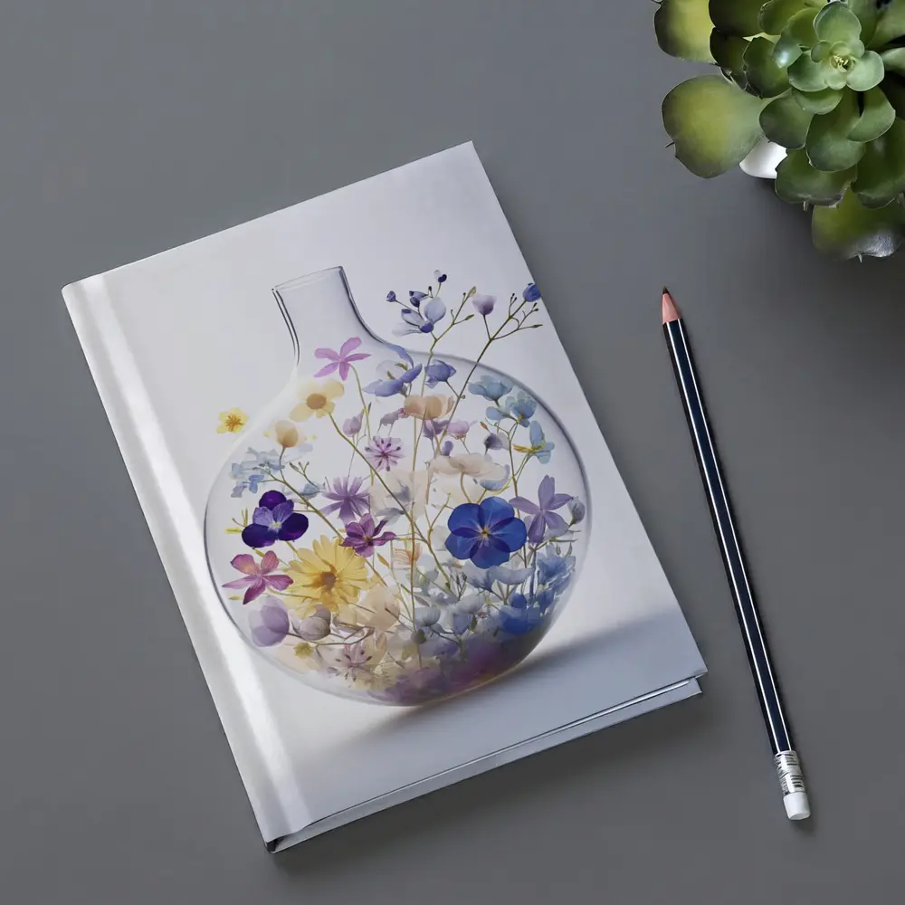 Wildflowers Inside Glass Vase Minimal Art – Notebooks
