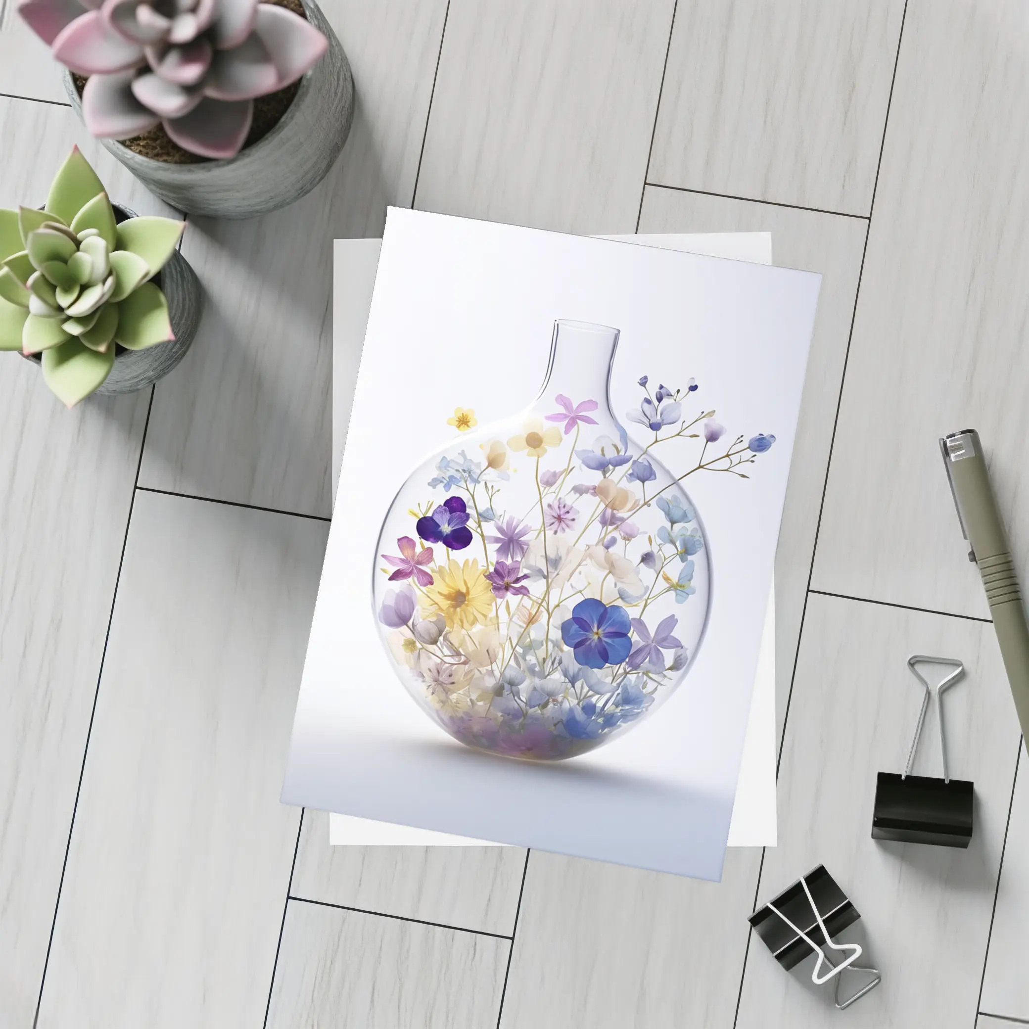 Wildflowers Inside Glass Vase Minimal Art – Postcards