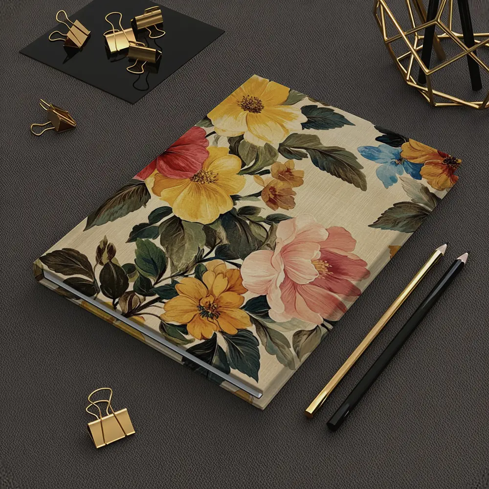 Vintage Floral Pattern Beige Botanical Background – Notebooks