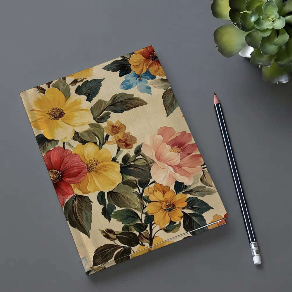 Vintage Floral Pattern Beige Botanical Background – Notebooks