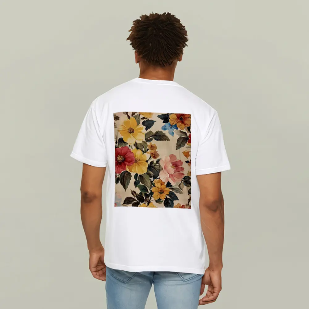 Vintage Floral Pattern Beige Botanical Background – T-Shirts