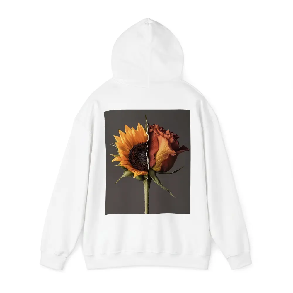 Sunflower Rose Hybrid Split Floral Gray Background – Hoodies