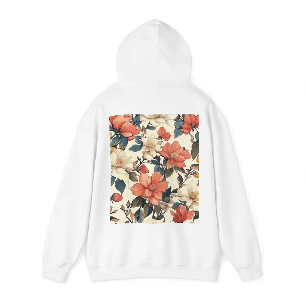 Coral Cream Botanical Floral Pattern Beige Background – Hoodies