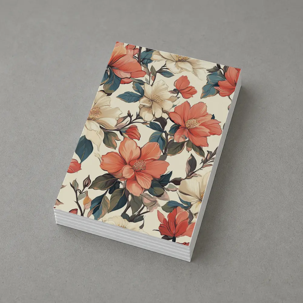 Coral Cream Botanical Floral Pattern Beige Background – Postcards
