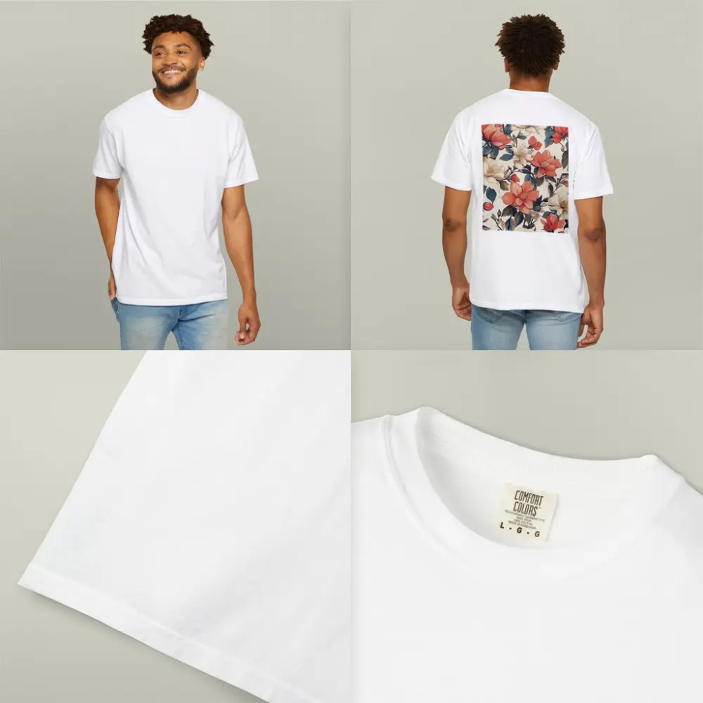 Coral Cream Botanical Floral Pattern Beige Background – T-Shirts