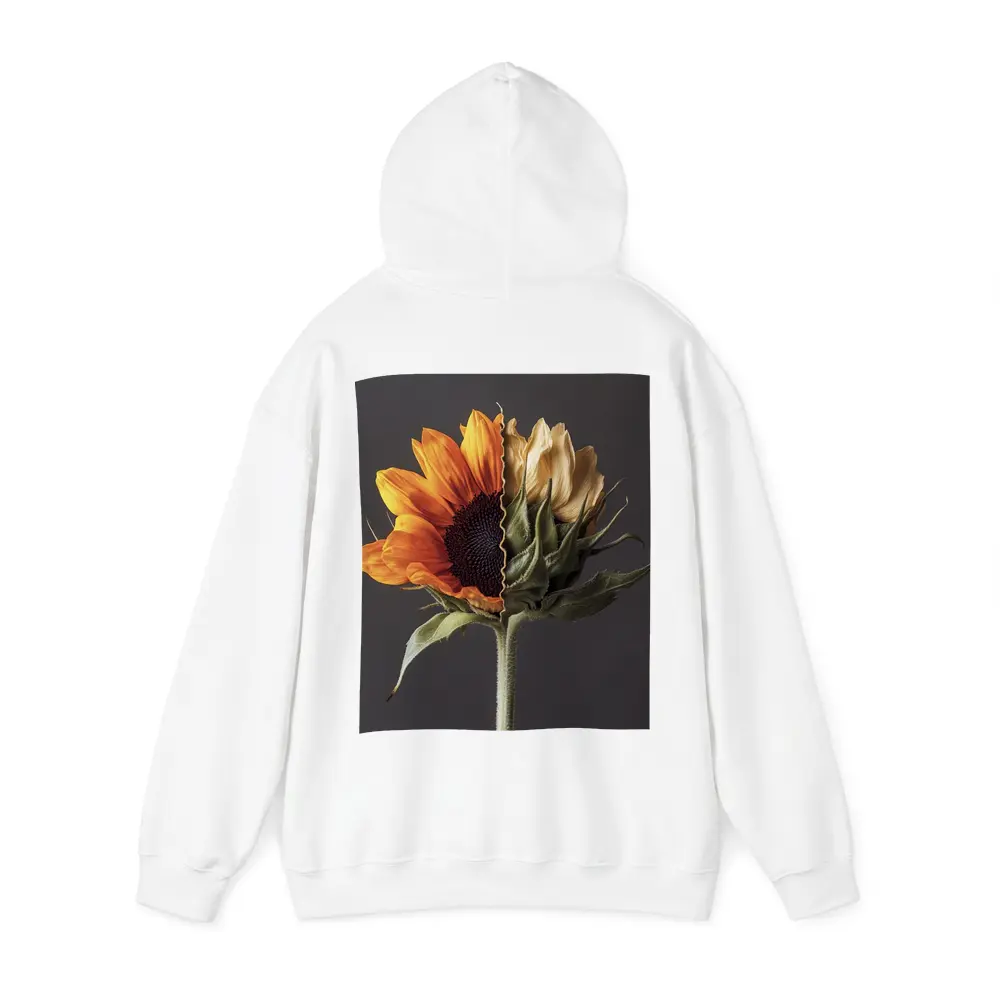 Sunflower Split Bloom Before After Gray – Hoodies