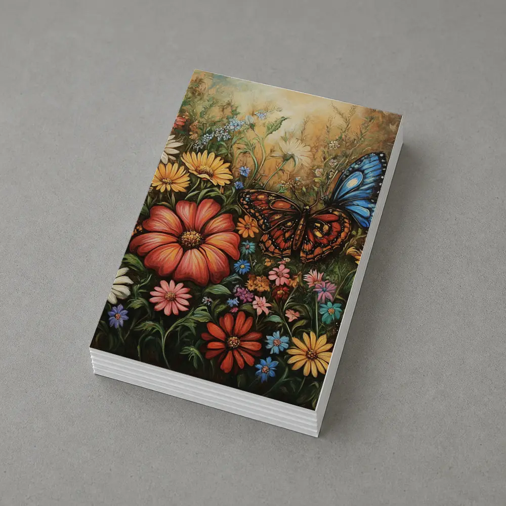 Monarch Butterfly Wildflower Garden Oil Painting – Postcards
