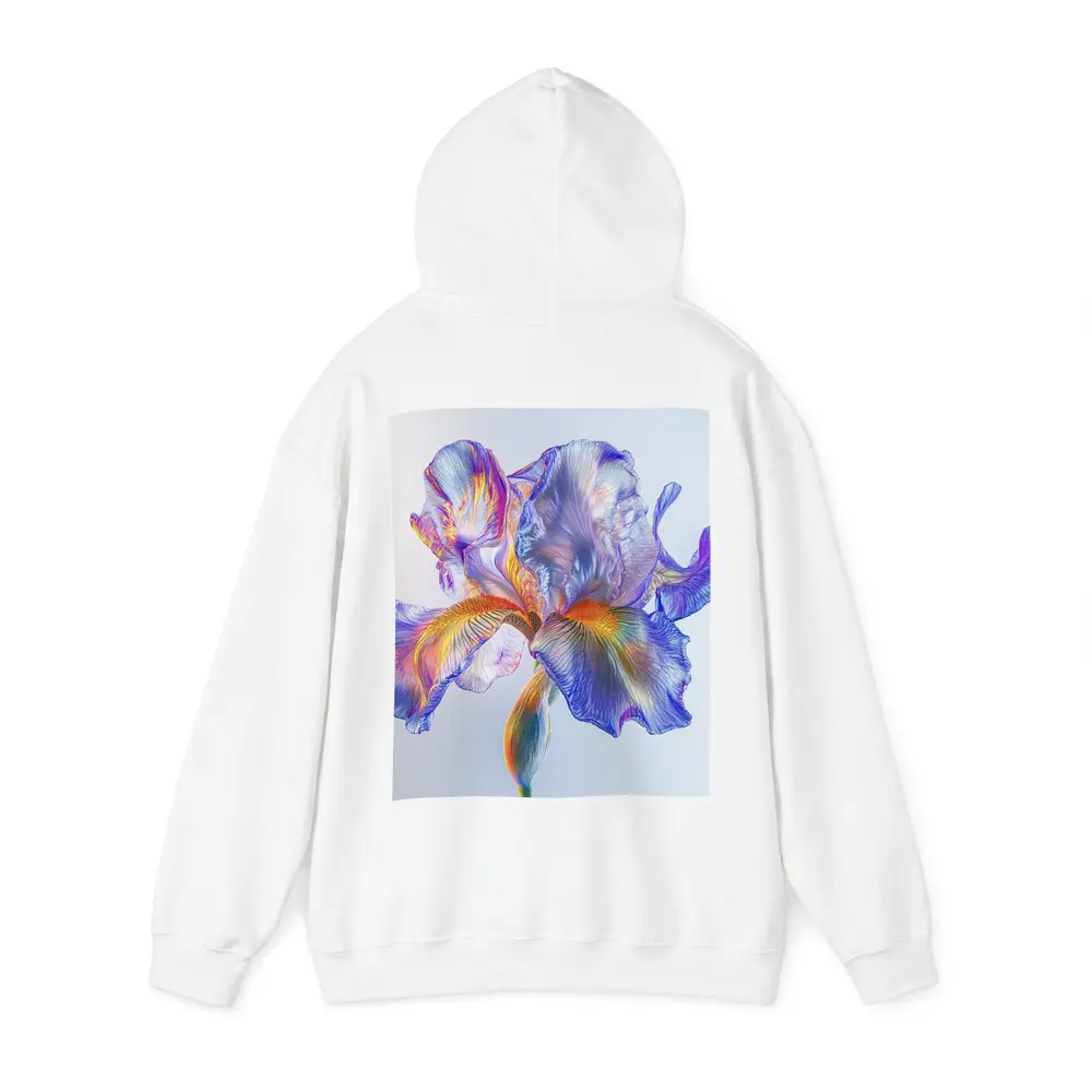 Colorful Iris Flower Blue White Background – Hoodies
