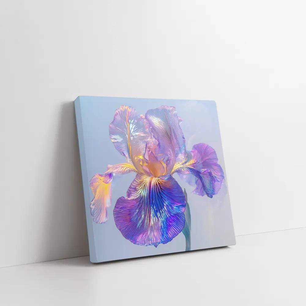 Iridescent Iris Flower Soft Blue Background – Wall Art