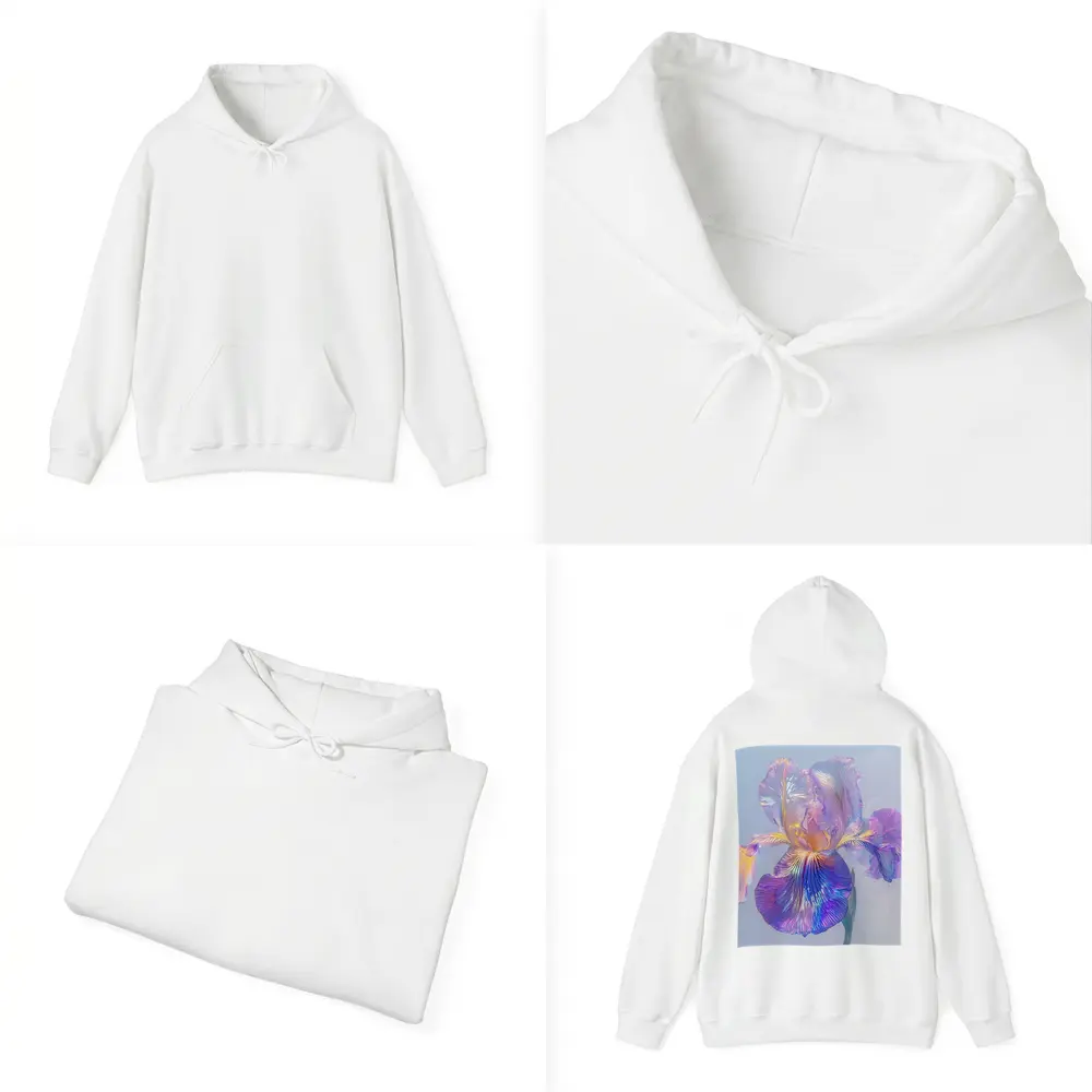 Iridescent Iris Flower Soft Blue Background – Hoodies
