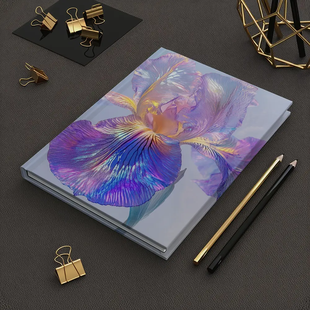 Iridescent Iris Flower Soft Blue Background – Notebooks