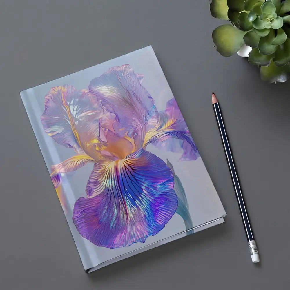 Iridescent Iris Flower Soft Blue Background – Notebooks