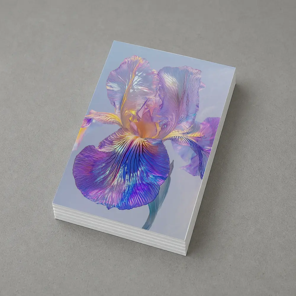 Iridescent Iris Flower Soft Blue Background – Postcards
