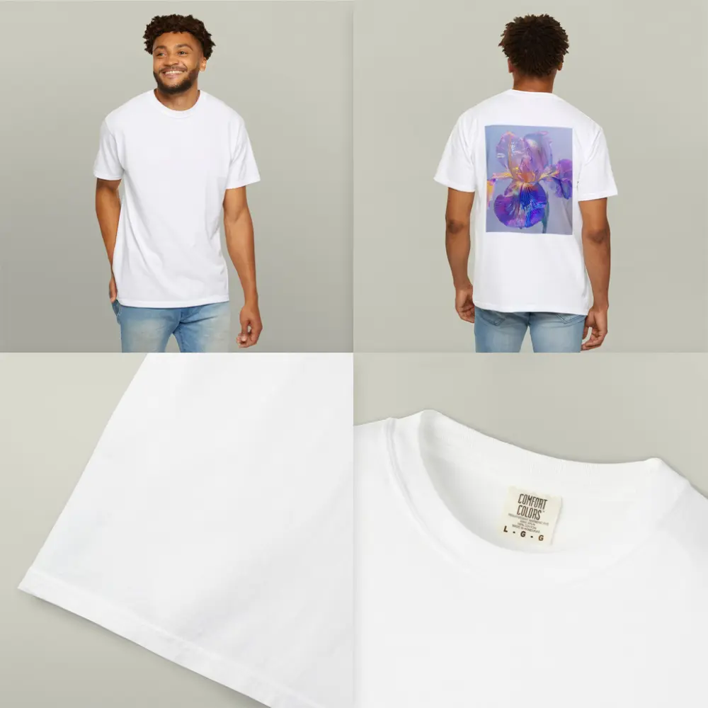 Iridescent Iris Flower Soft Blue Background – T-Shirts