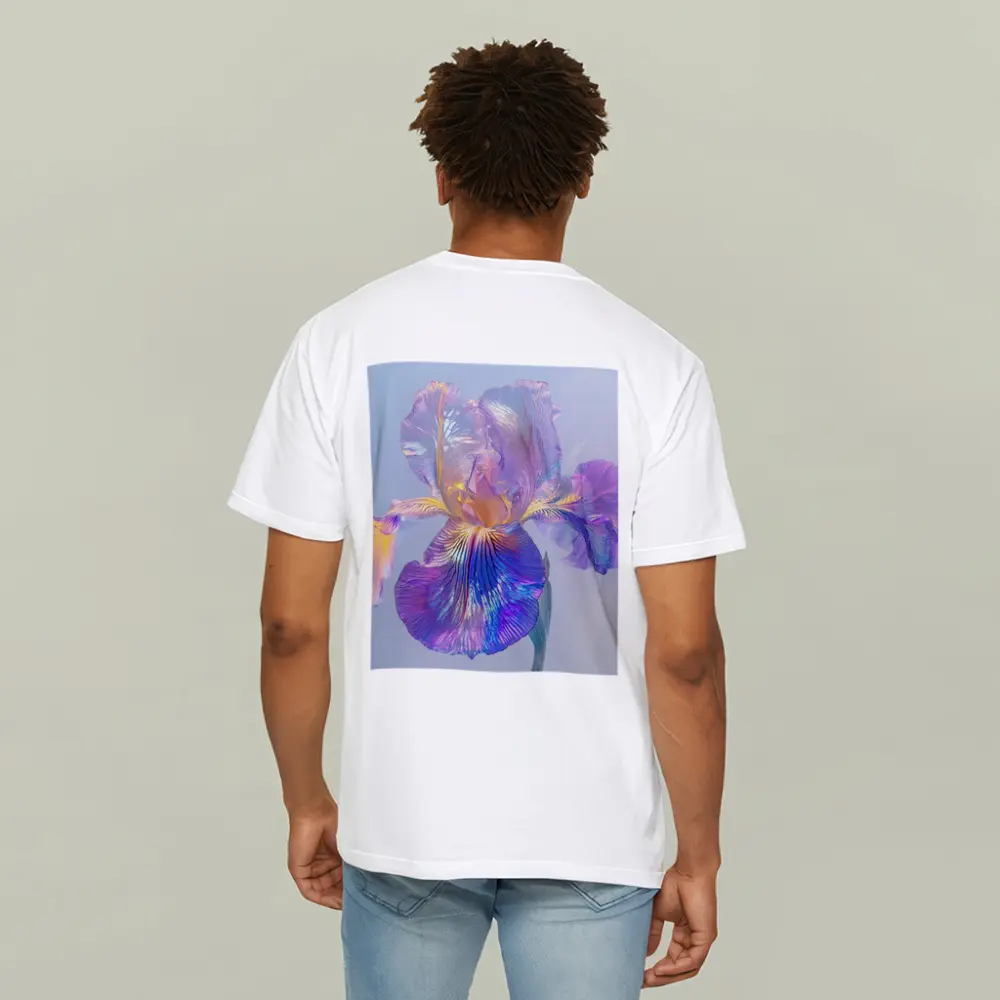 Iridescent Iris Flower Soft Blue Background – T-Shirts