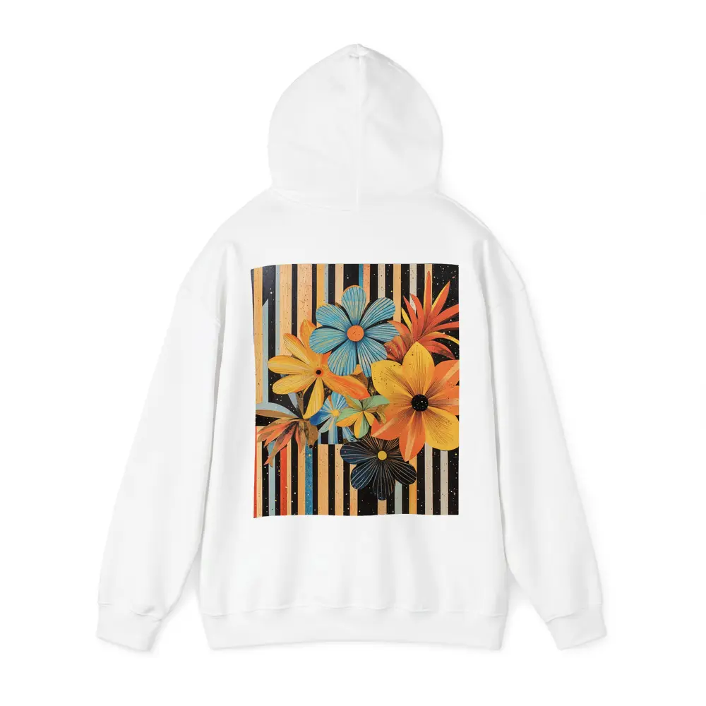 Retro Floral Collage Bold Striped Background – Hoodies