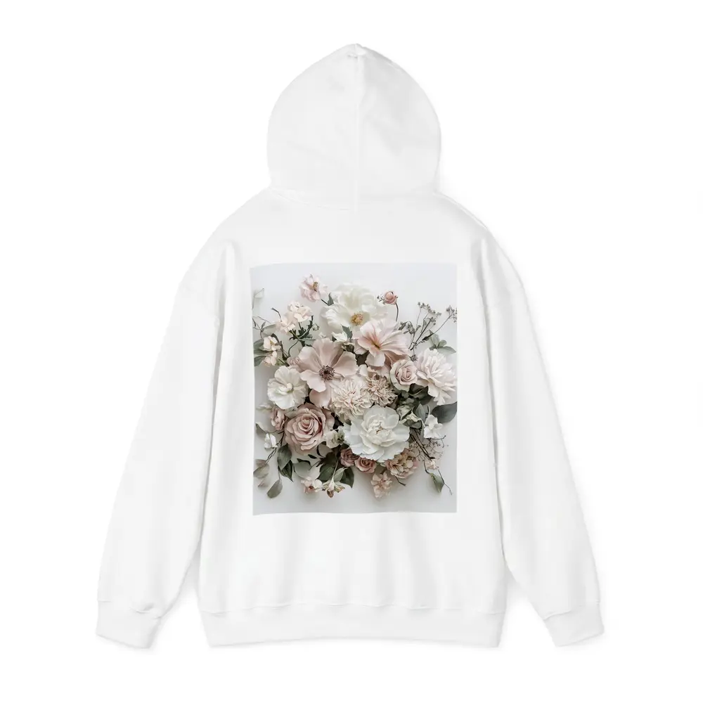 Blush Pink Roses Dahlias White Background – Hoodies