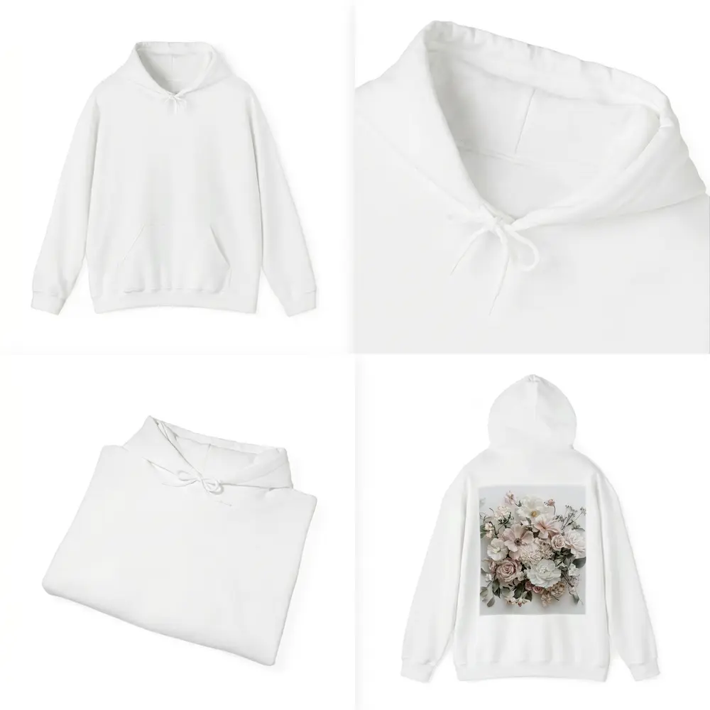 Blush Pink Roses Dahlias White Background – Hoodies