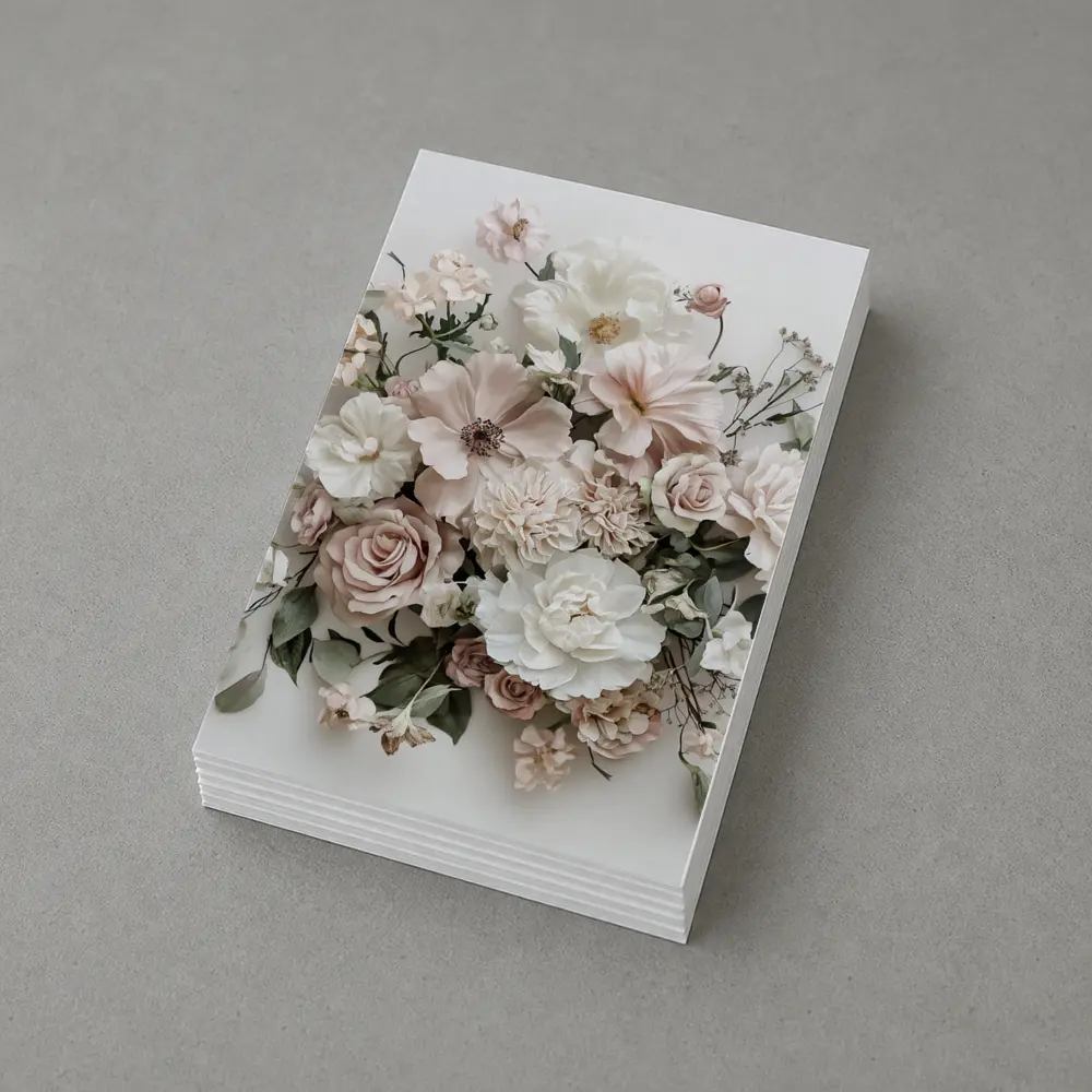 Blush Pink Roses Dahlias White Background – Postcards