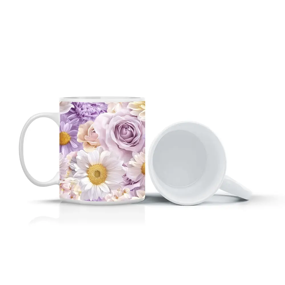 Lavender Roses Daisies Soft Floral Pattern – Mugs