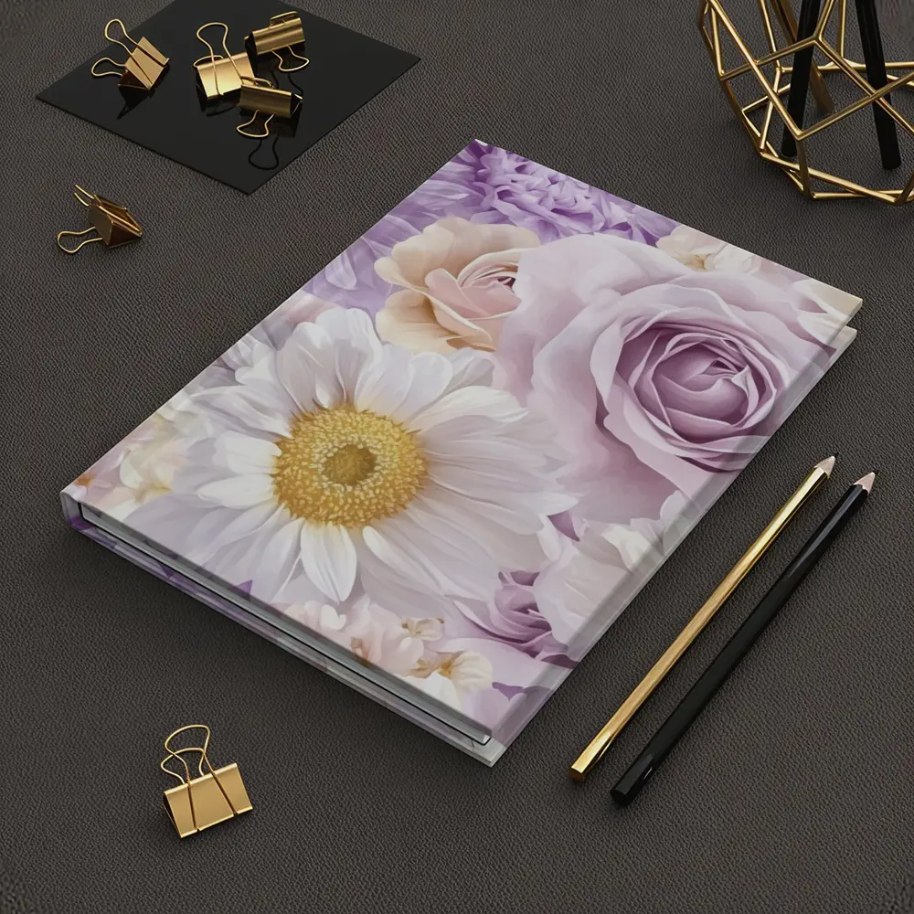Lavender Roses Daisies Soft Floral Pattern – Notebooks