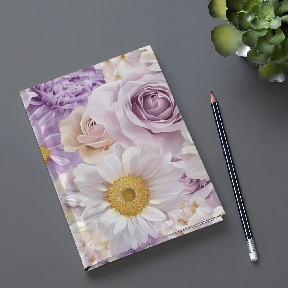 Lavender Roses Daisies Soft Floral Pattern – Notebooks