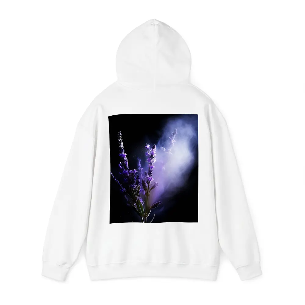 Lavender Flowers Dark Smoke Black Background – Hoodies