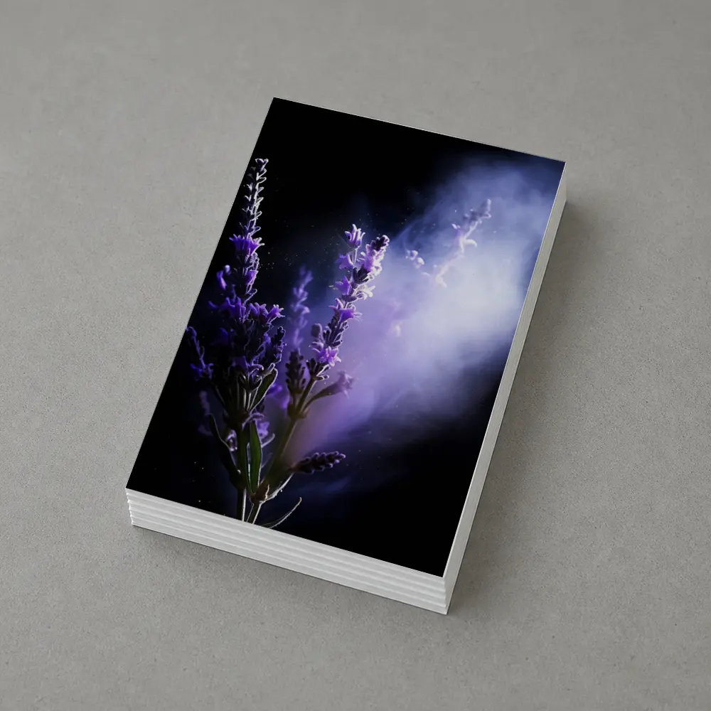 Lavender Flowers Dark Smoke Black Background – Postcards