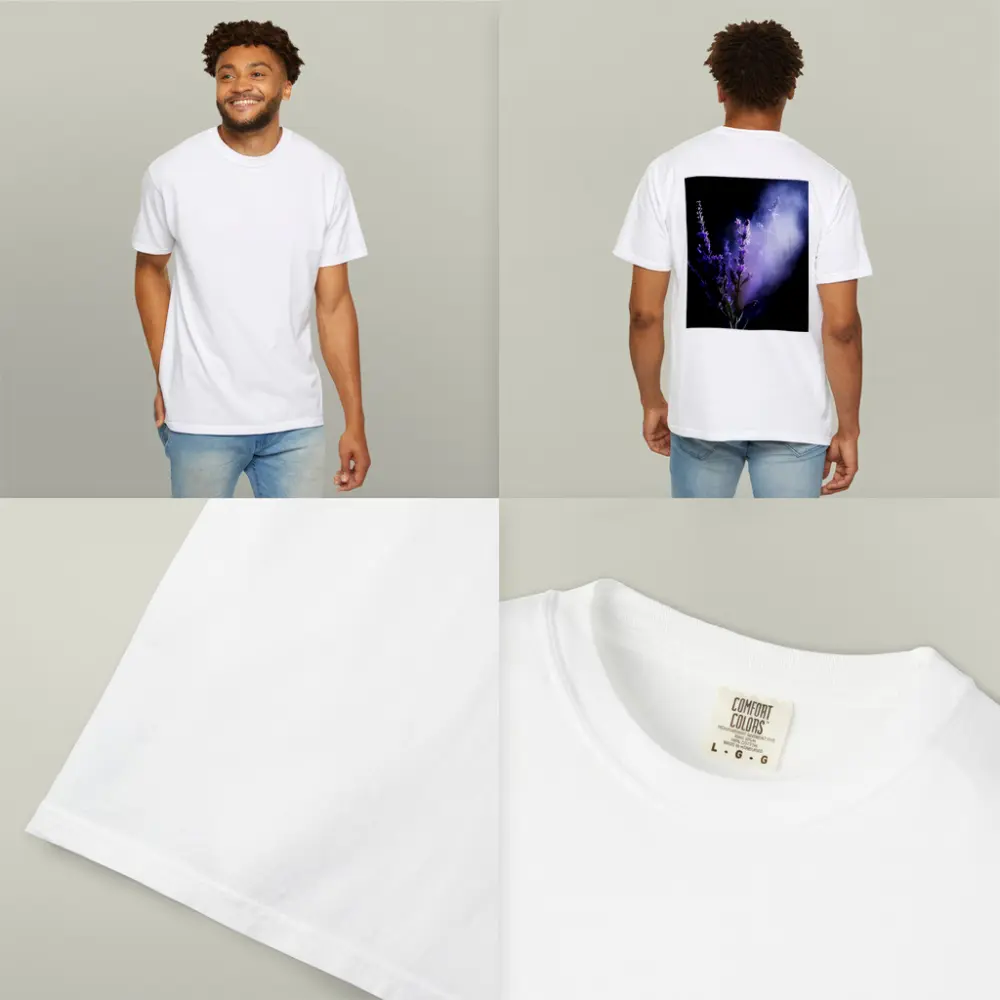 Lavender Flowers Dark Smoke Black Background – T-Shirts