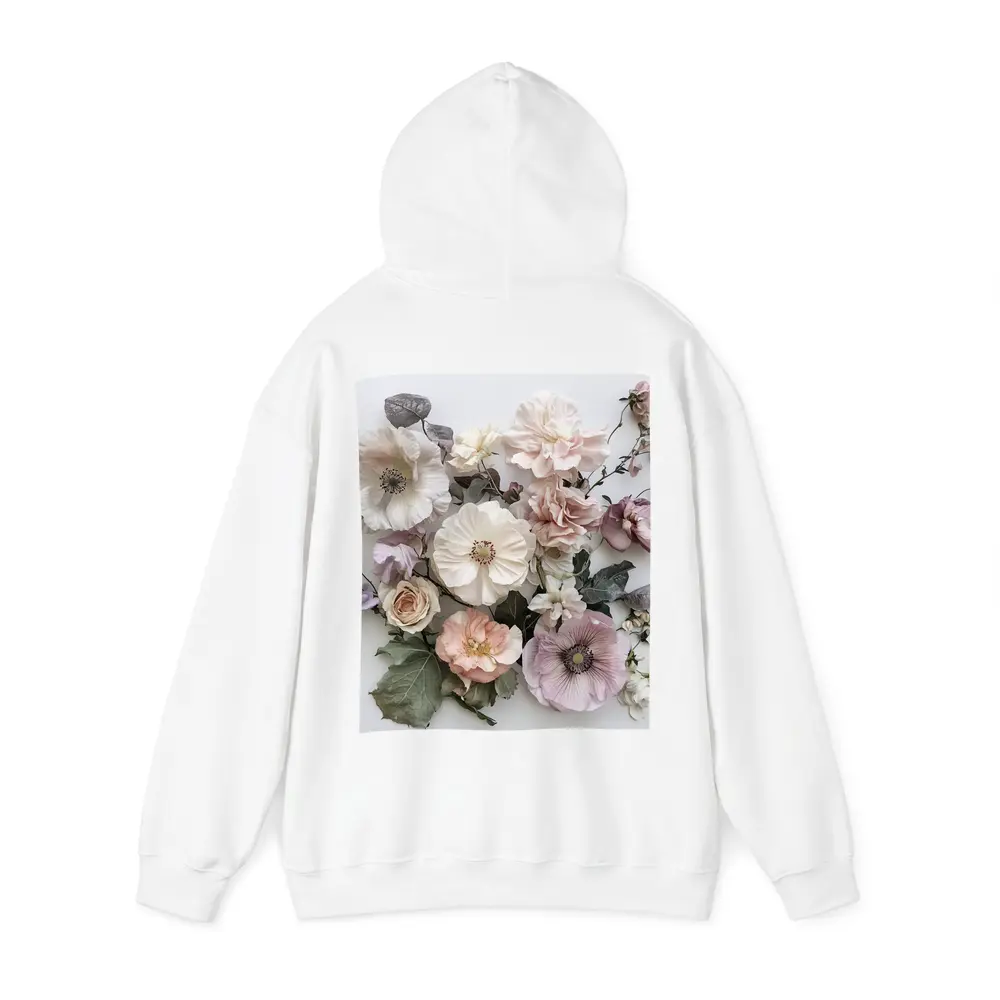 Soft Blush Roses Poppies Floral Flat Lay – Hoodies