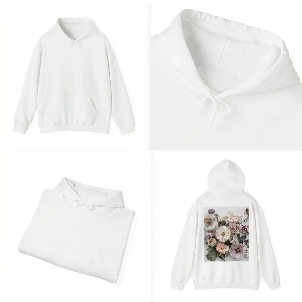 Soft Blush Roses Poppies Floral Flat Lay – Hoodies
