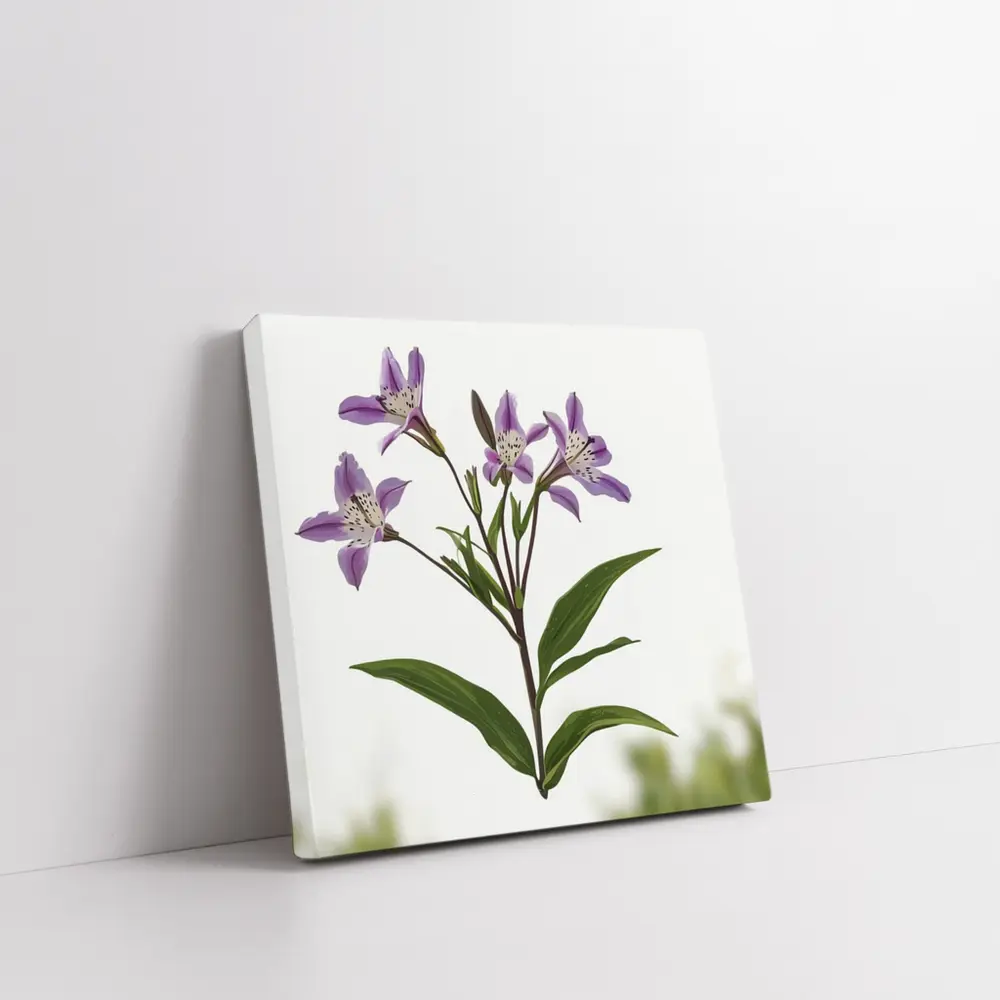 Purple Alstroemeria Flowers White Background Botanical – Wall Art