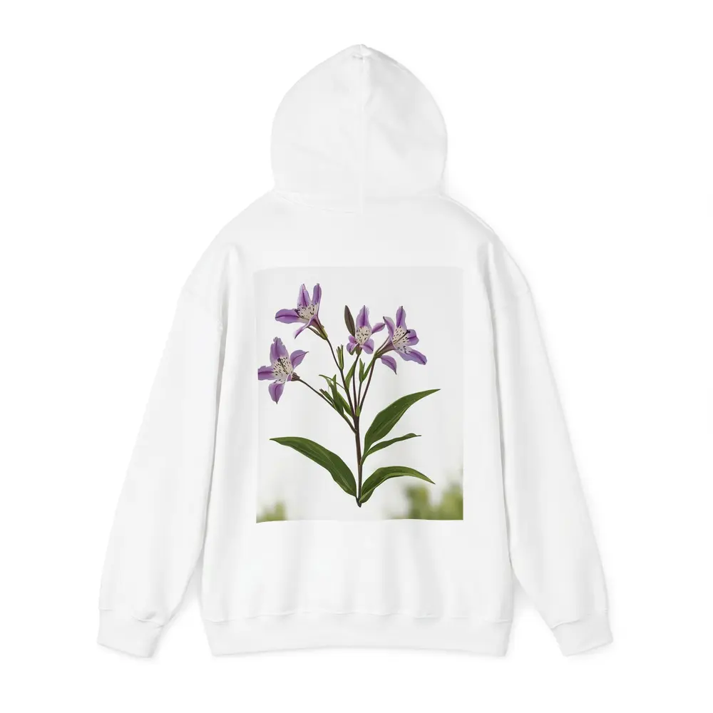 Purple Alstroemeria Flowers White Background Botanical – Hoodies