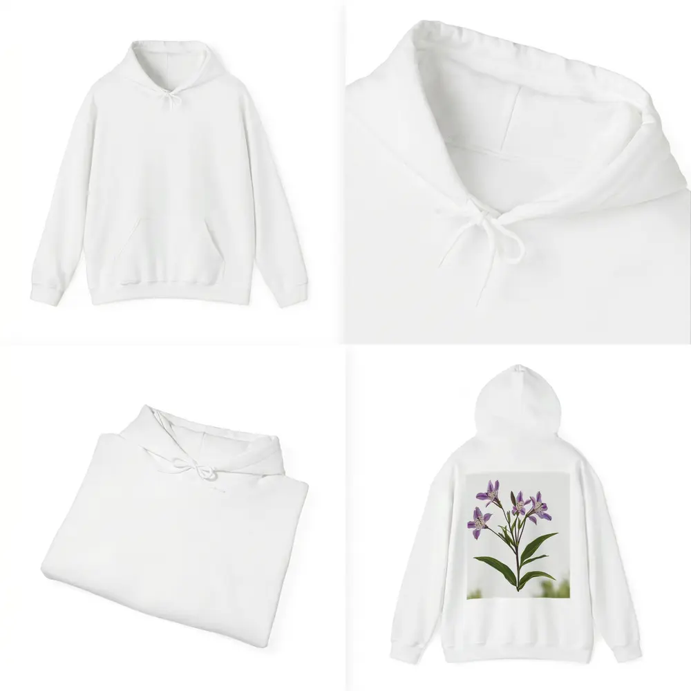 Purple Alstroemeria Flowers White Background Botanical – Hoodies