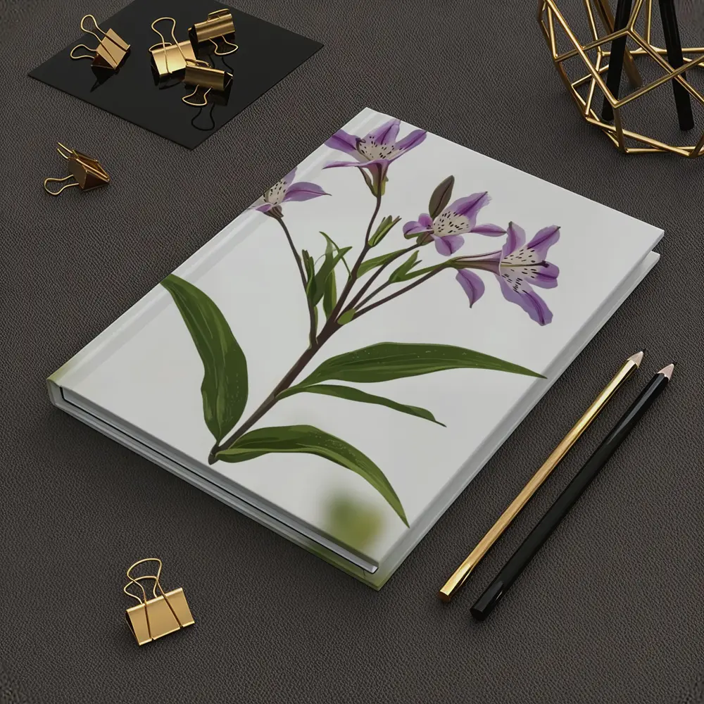 Purple Alstroemeria Flowers White Background Botanical – Notebooks