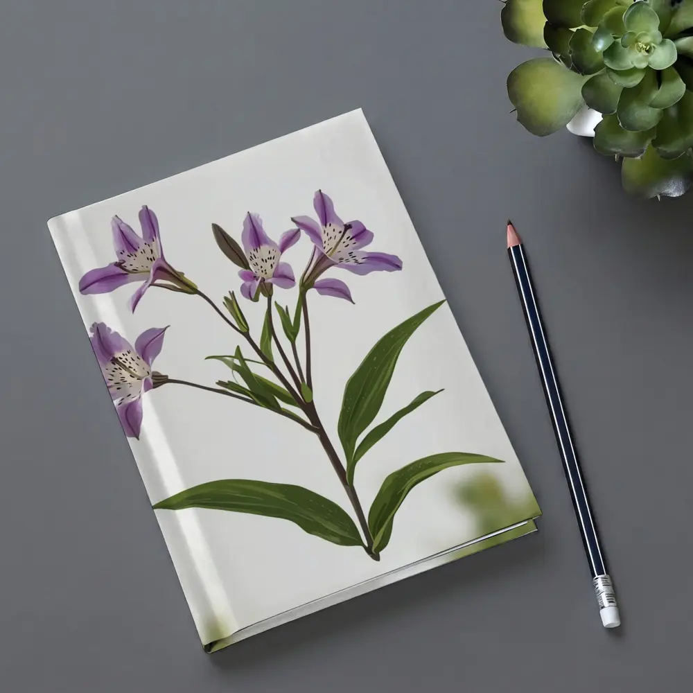 Purple Alstroemeria Flowers White Background Botanical – Notebooks
