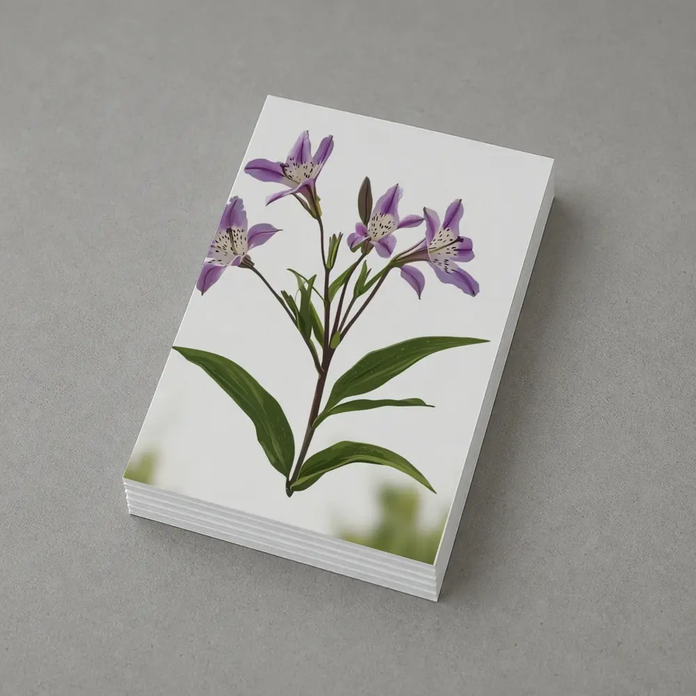 Purple Alstroemeria Flowers White Background Botanical – Postcards