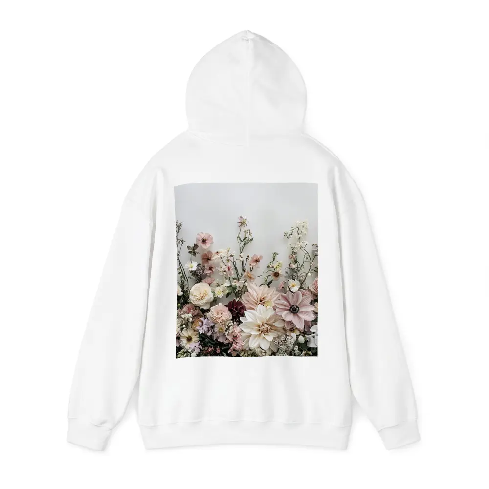 Blush Dahlia Rose Wildflower Arrangement White Background – Hoodies