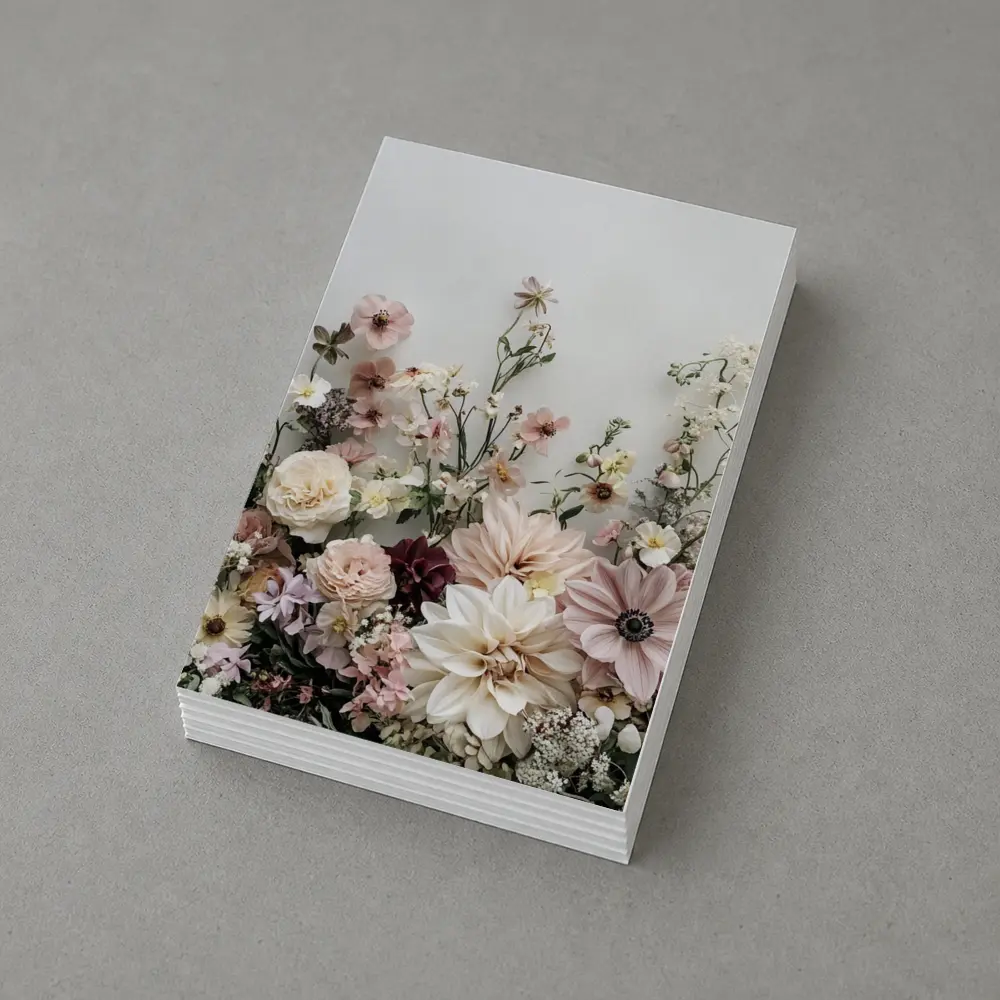 Blush Dahlia Rose Wildflower Arrangement White Background – Postcards