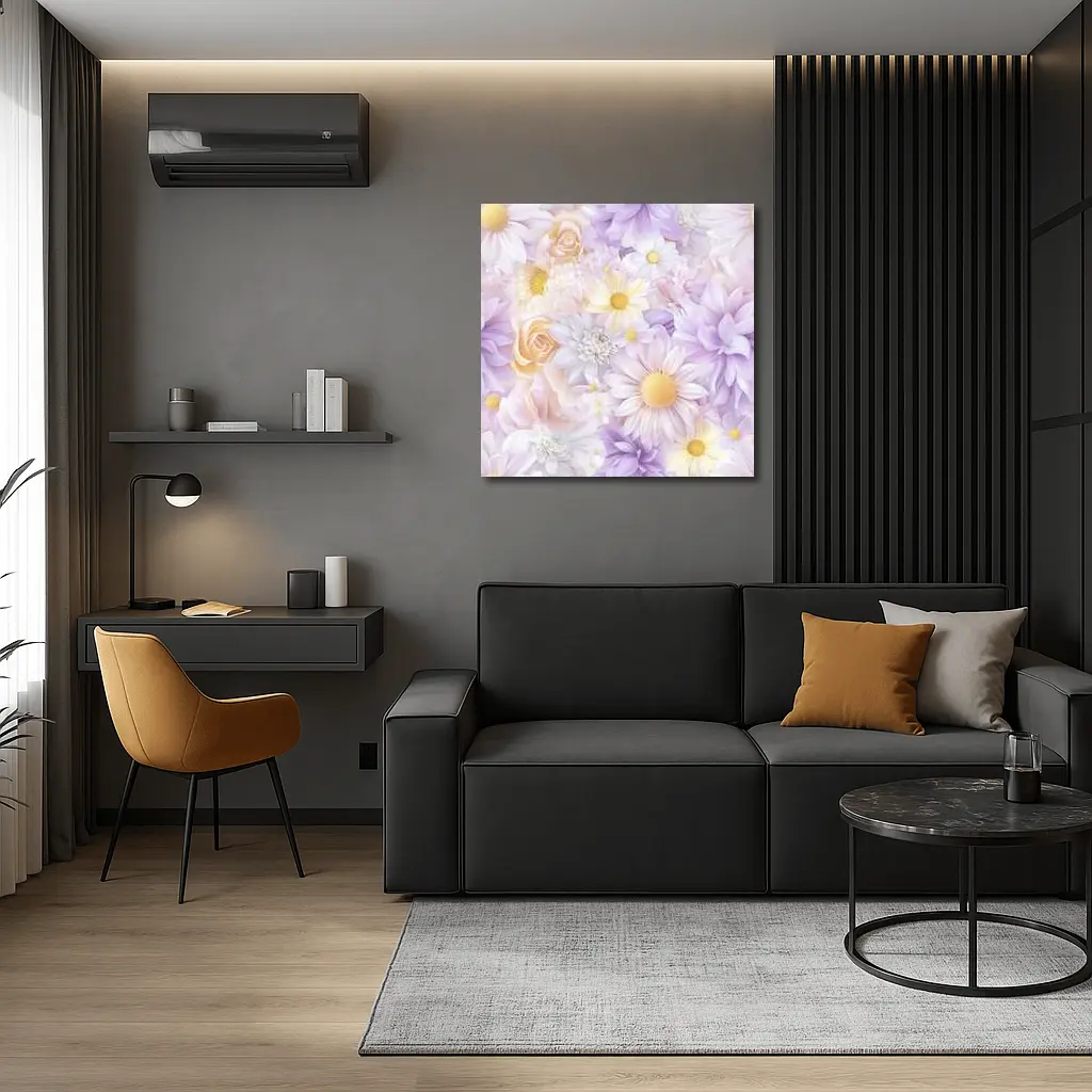Soft Pastel Daisies Roses Floral Pattern – Wall Art