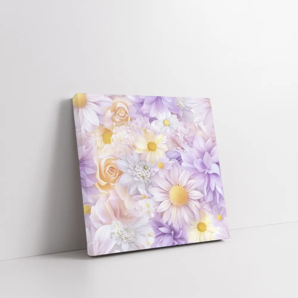 Soft Pastel Daisies Roses Floral Pattern – Wall Art