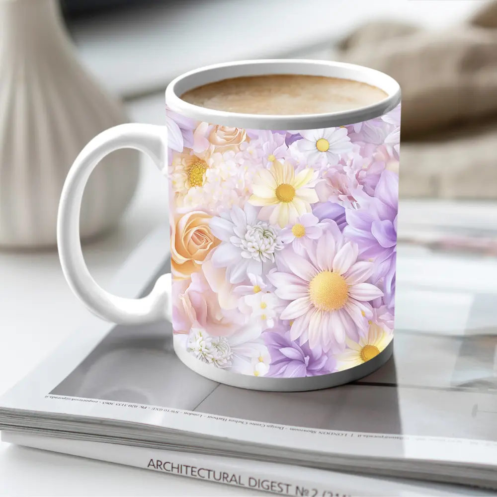 Soft Pastel Daisies Roses Floral Pattern – Mugs