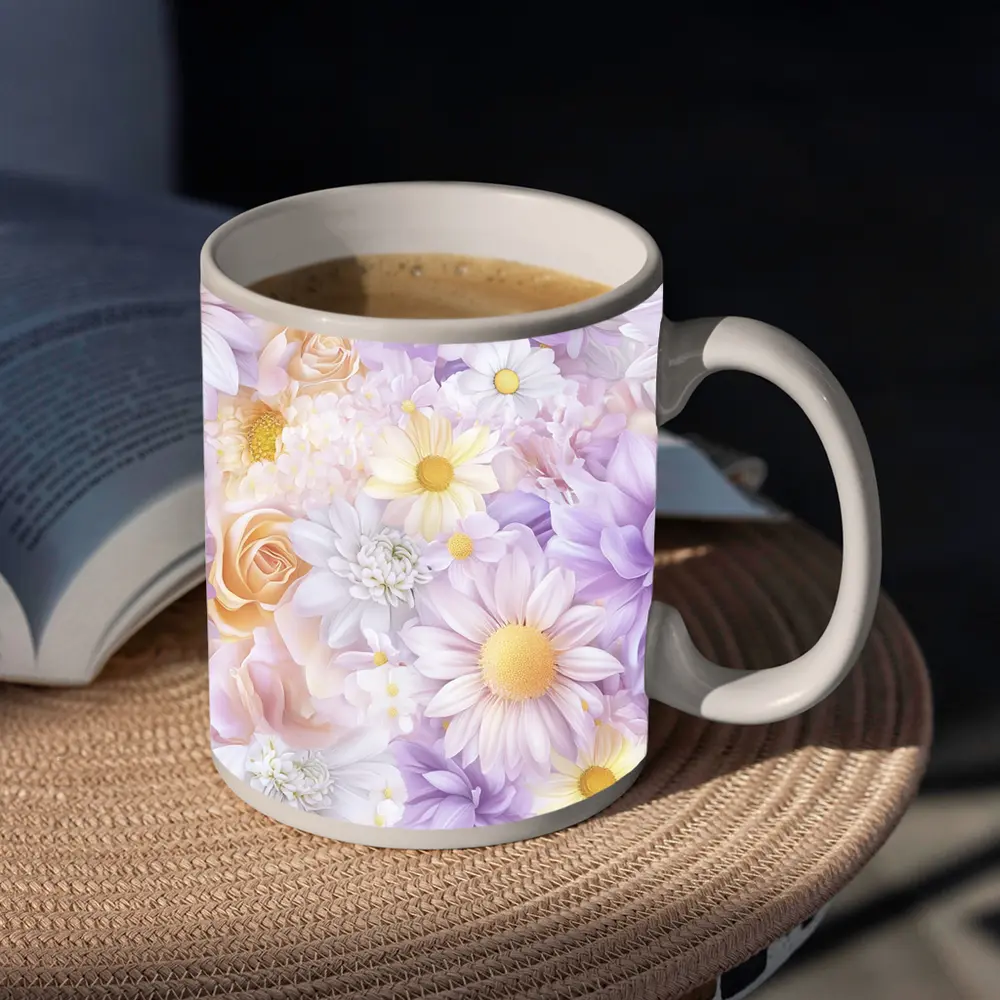 Soft Pastel Daisies Roses Floral Pattern – Mugs