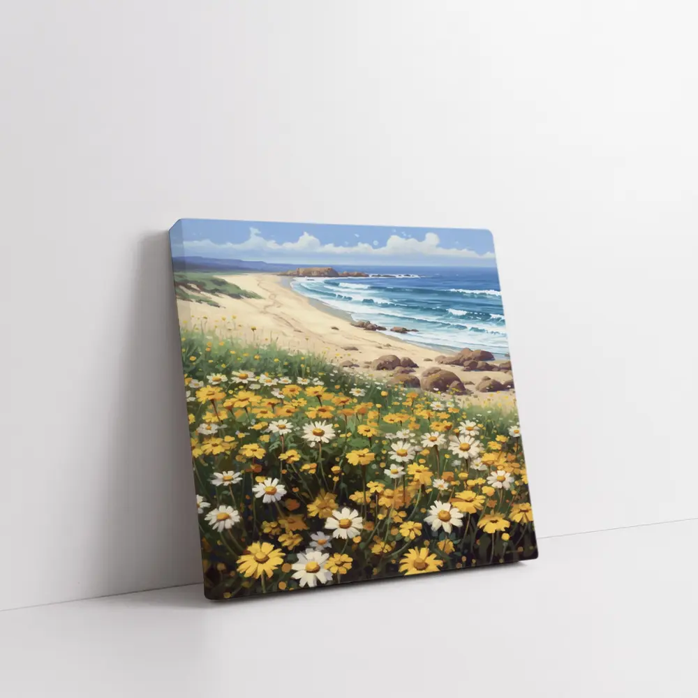 Daisies And Wildflowers By Coastal Beach – Wall Art