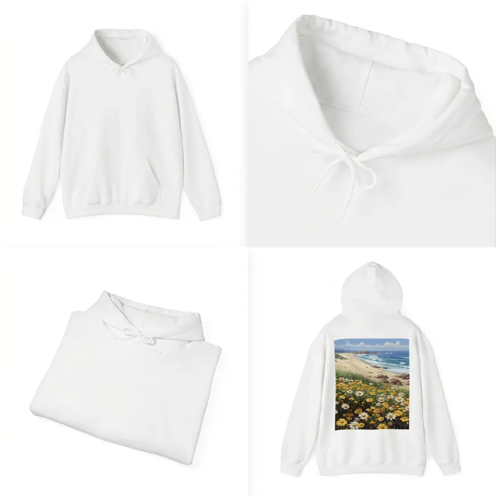 Daisies And Wildflowers By Coastal Beach – Hoodies
