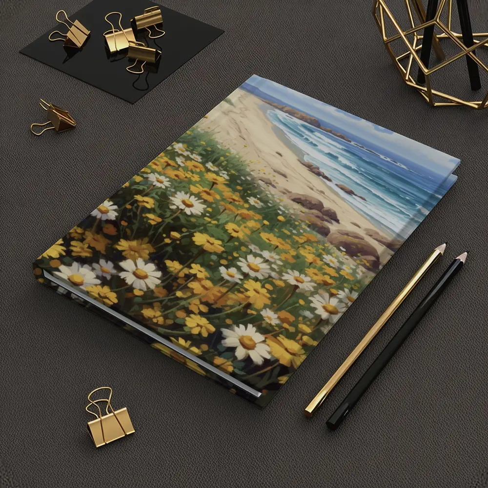 Daisies And Wildflowers By Coastal Beach – Notebooks