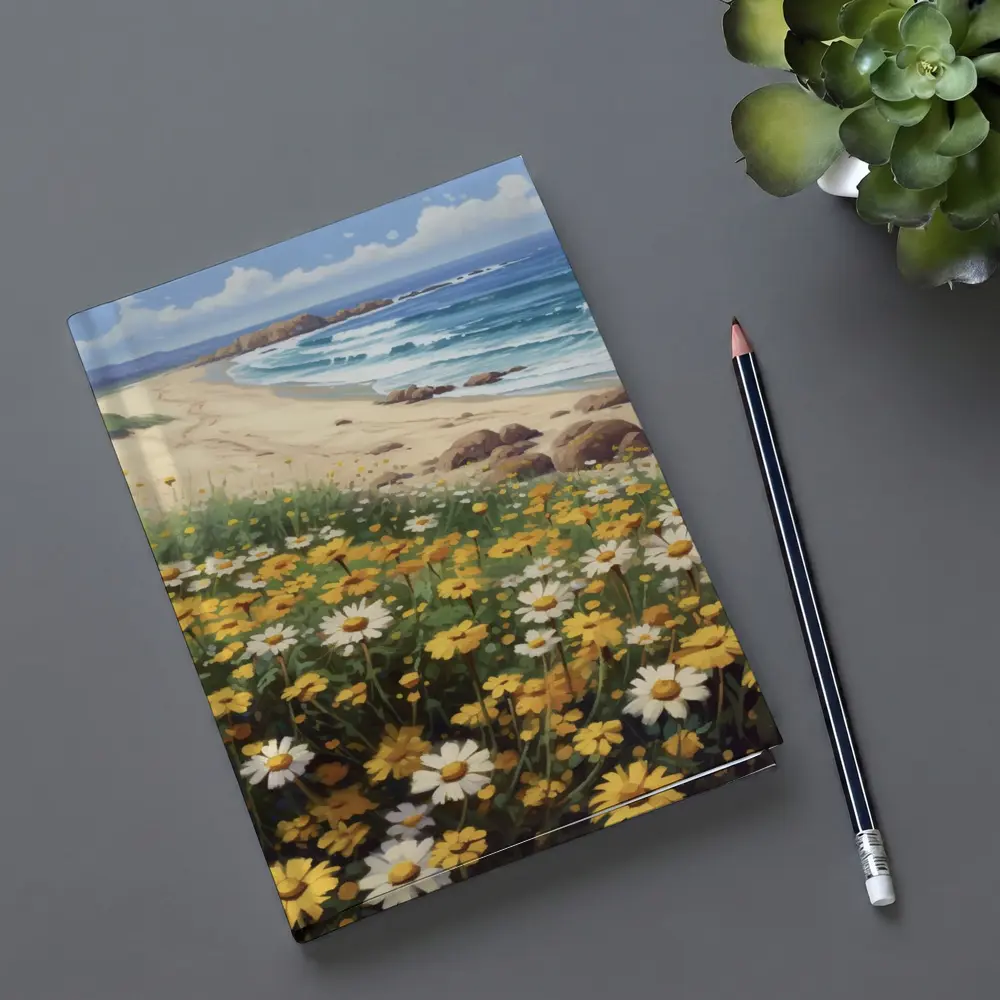 Daisies And Wildflowers By Coastal Beach – Notebooks