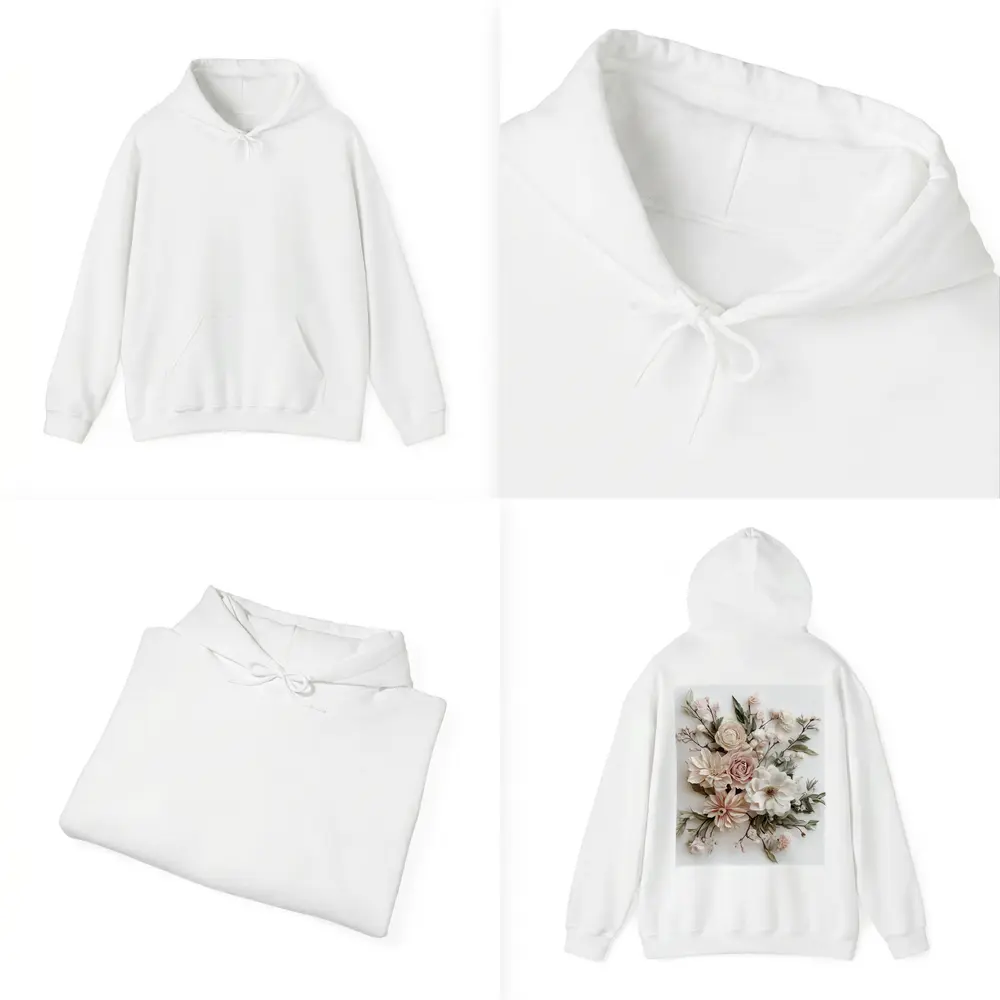 Blush Rose Dahlia Bouquet White Background – Hoodies