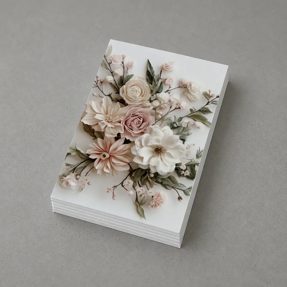 Blush Rose Dahlia Bouquet White Background – Postcards